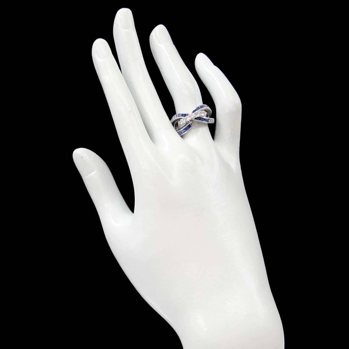 Sapphire 1.22ct Diamond 0.45ct Ring 18K WG 750 Size 6(US)
