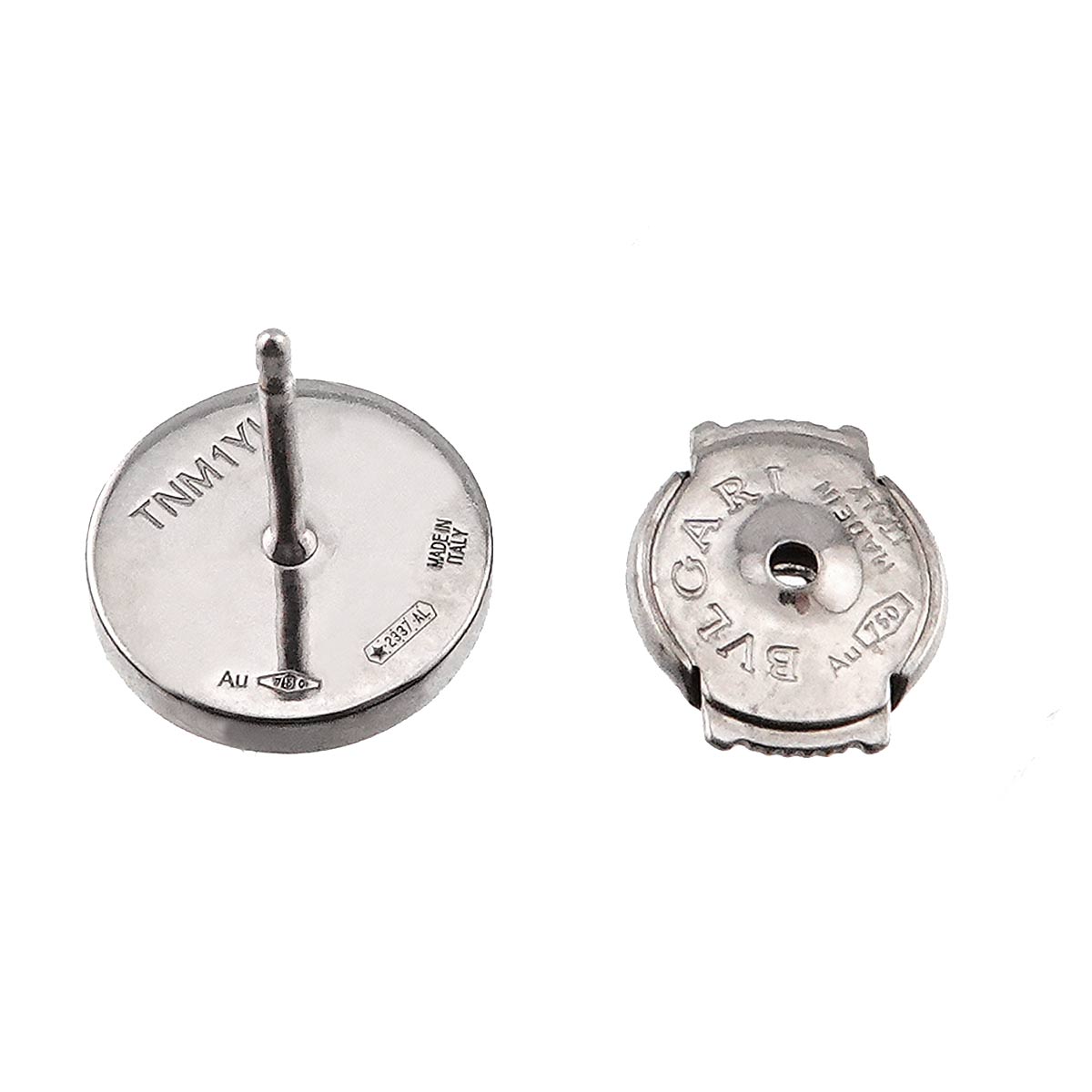 Double Logo Onyx Earrings Pierced 18K WG 750 One Piece only