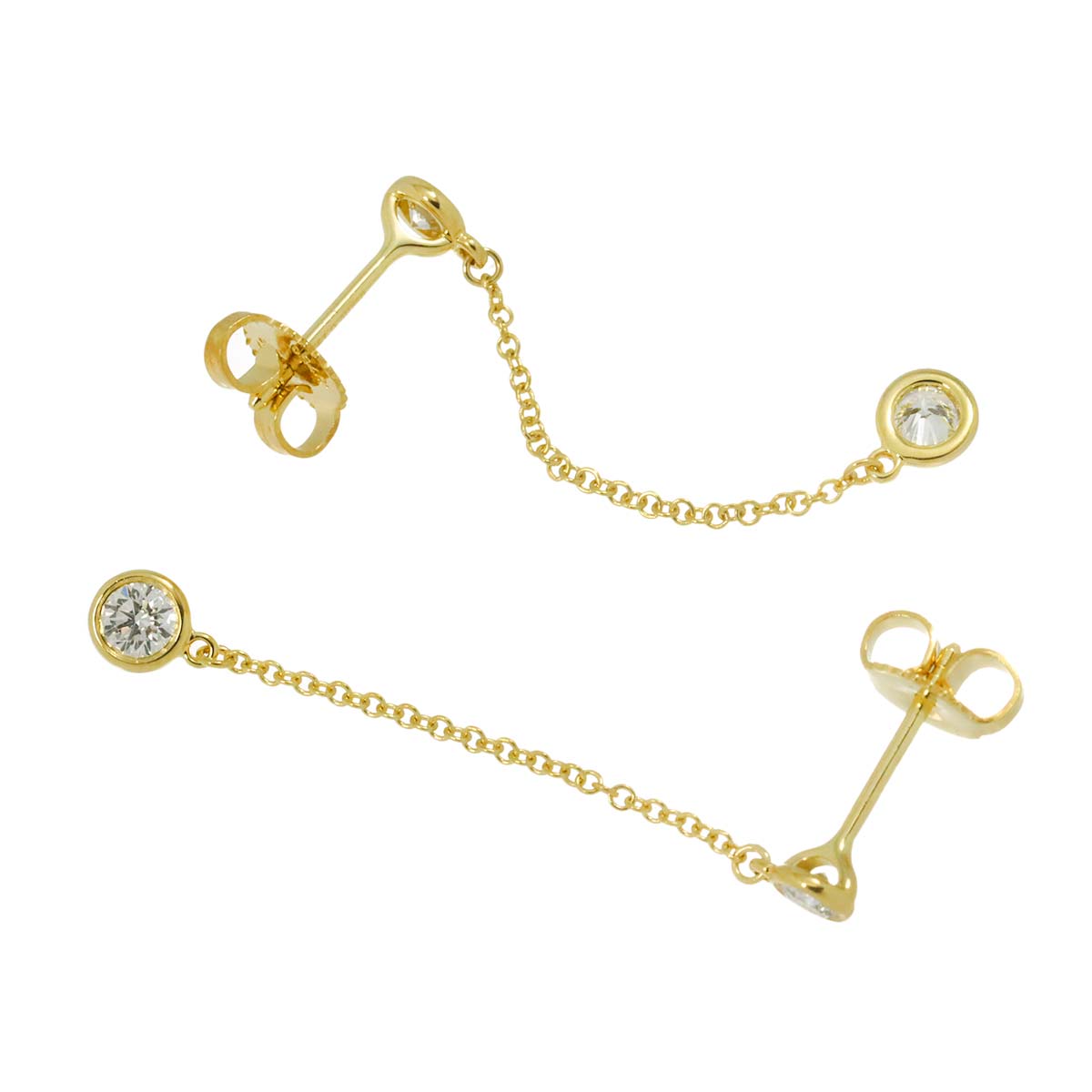 By The Yard Diamond Earrings Pierced 18K Yellow Gold 750