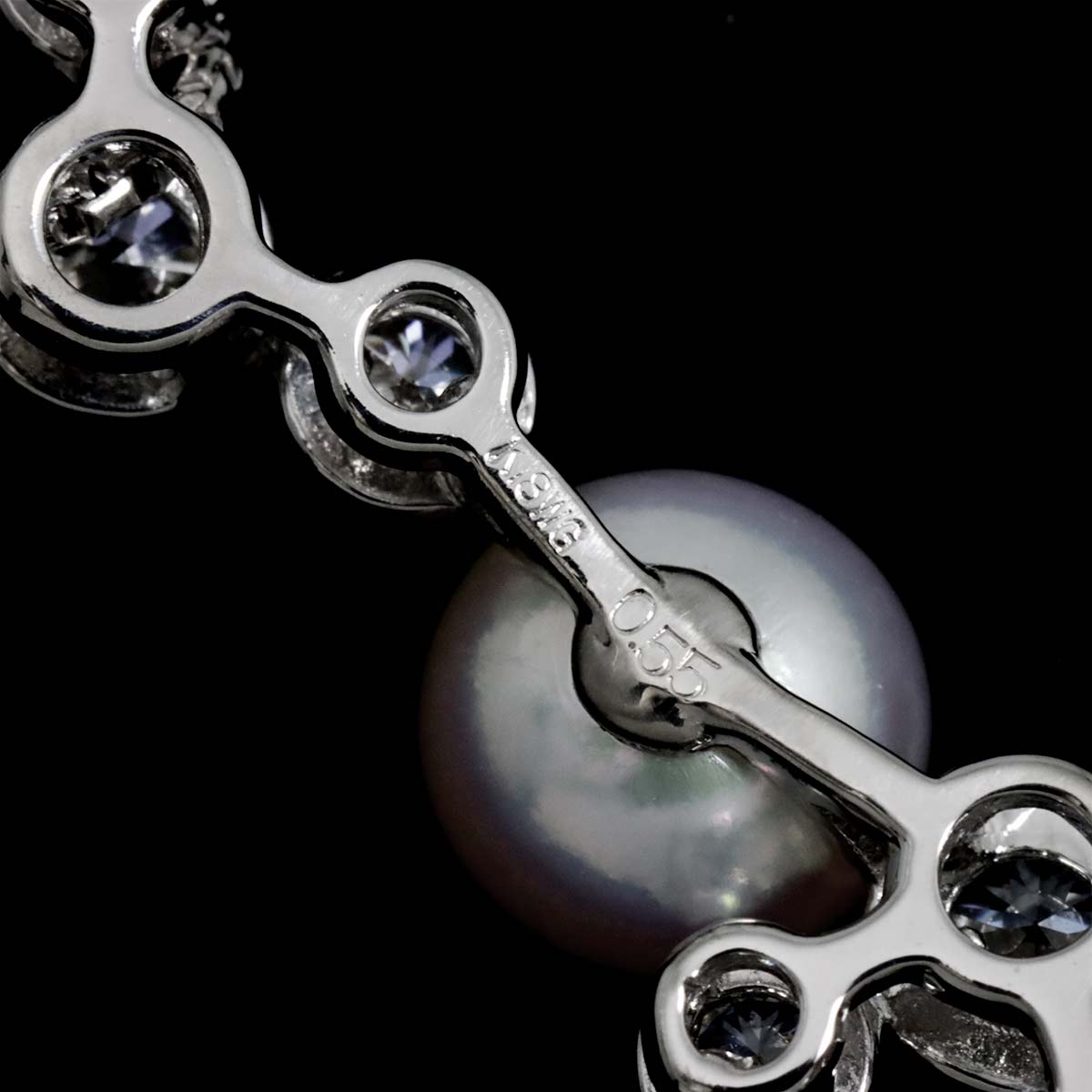 Akoya Pearl 8.0-6.8mm Diamond 0.55ct Necklace 18K WG 750