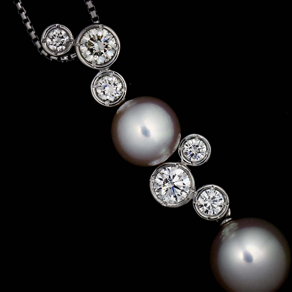 Akoya Pearl 8.0-6.8mm Diamond 0.55ct Necklace 18K WG 750