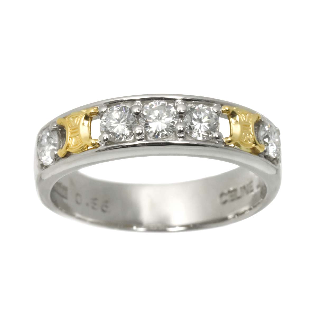 Triomphe Diamond 0.56ct Ring Pt 18K YG 750 size6(US)