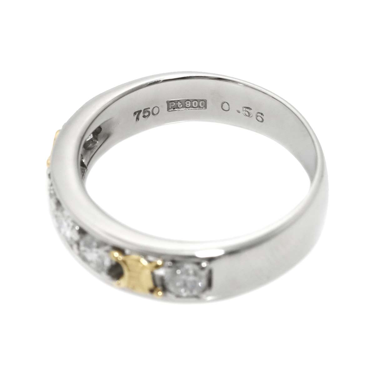 Triomphe Diamond 0.56ct Ring Pt 18K YG 750 size6(US)