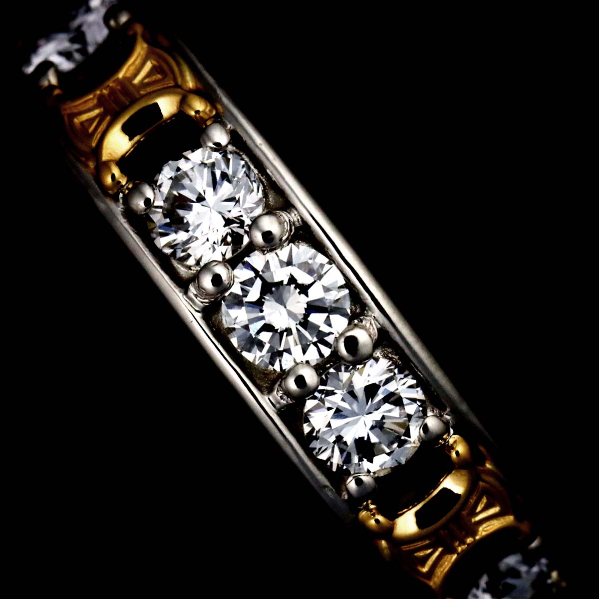 Triomphe Diamond 0.56ct Ring Pt 18K YG 750 size6(US)