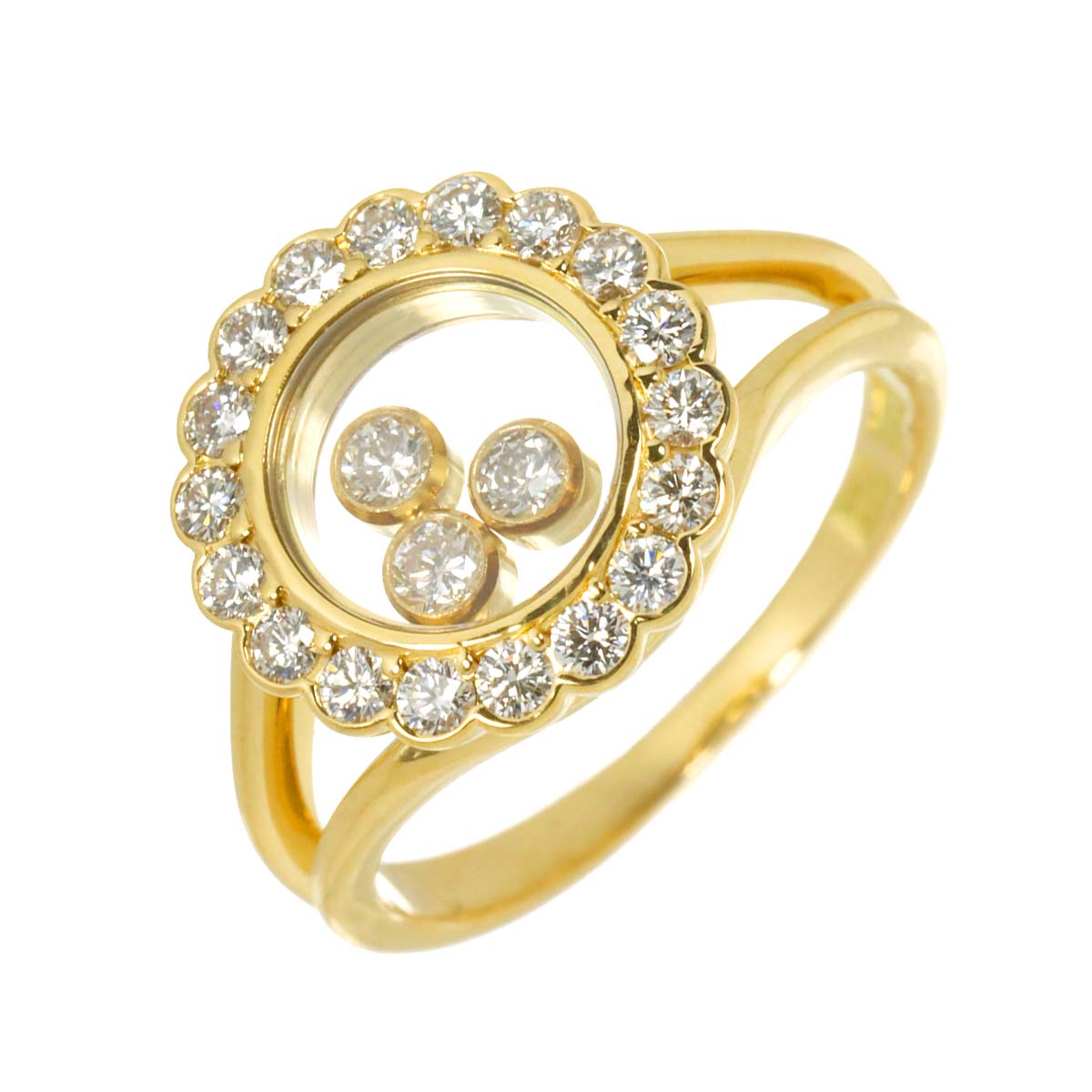 Happy Diamond Ring 18K YG 750 Size5.5-5.75(US)