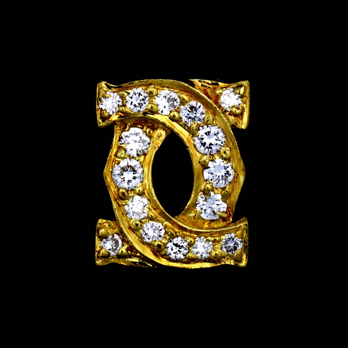 2C Diamond 0.20ct Earring Pierced 18K YG 750 One Piece only