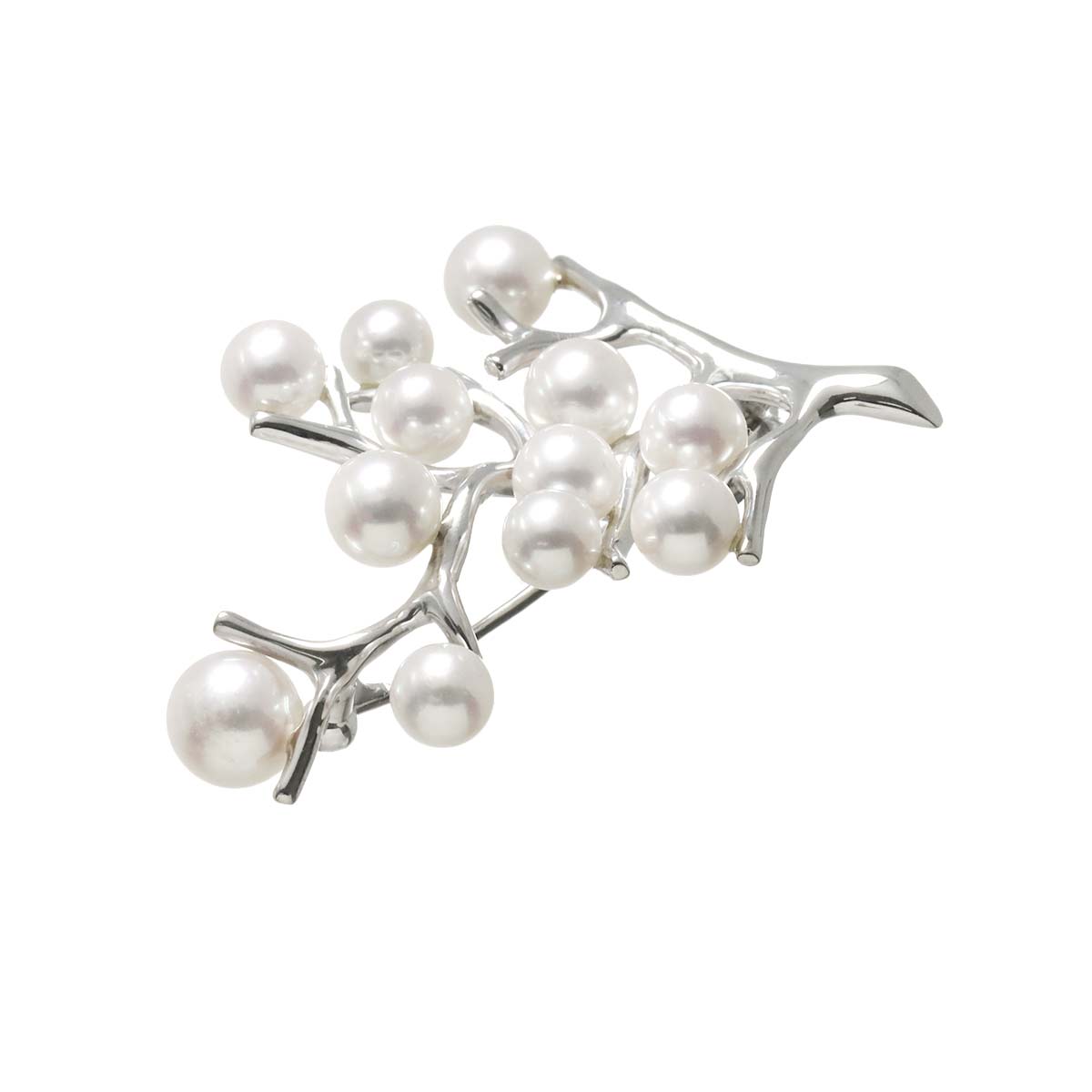 Akoya Pearl 6.8-4.8mm Brooch 18K White Gold 750