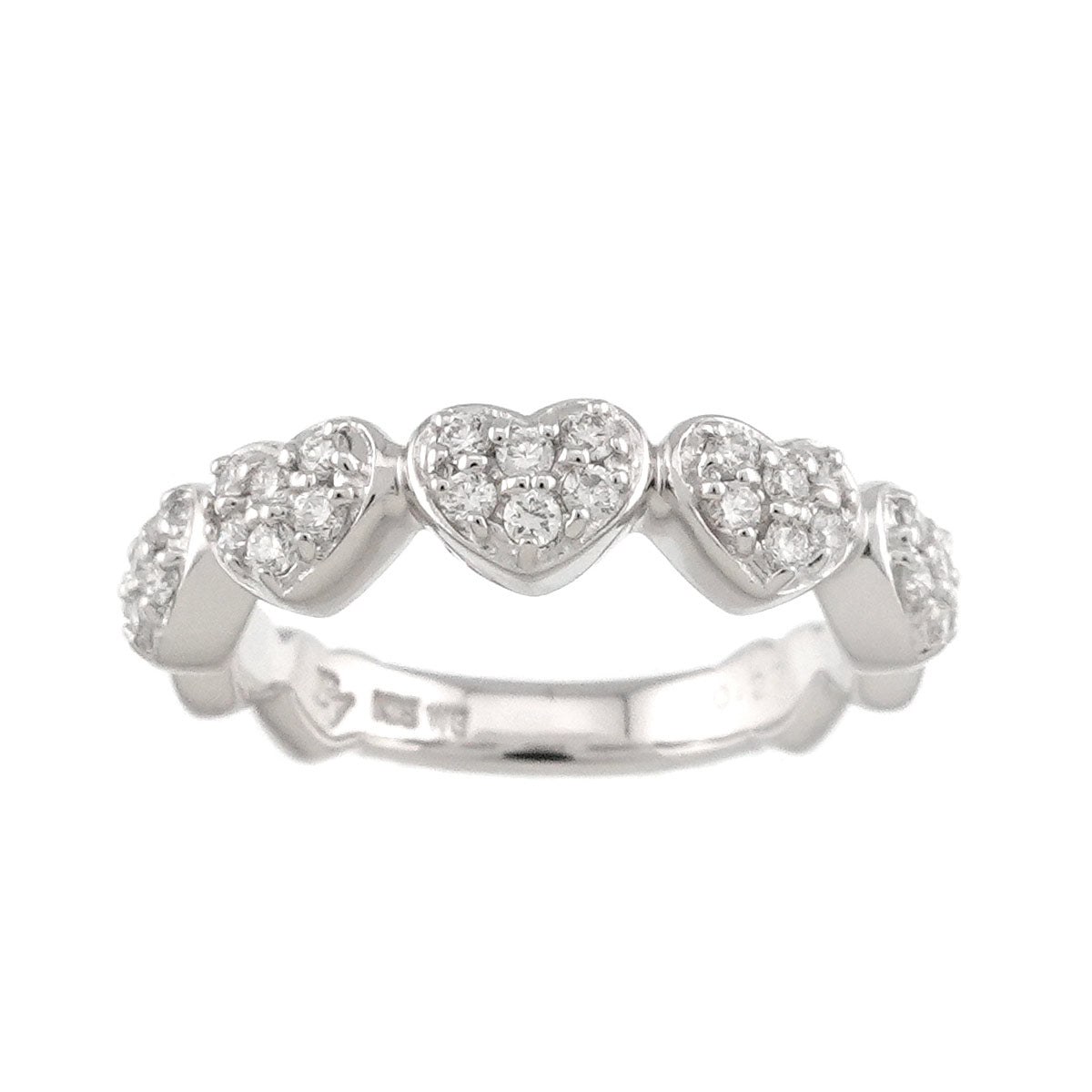 Heart Motif Diamond 0.27ct Ring 18K WG 750 Size4.75-5(US)