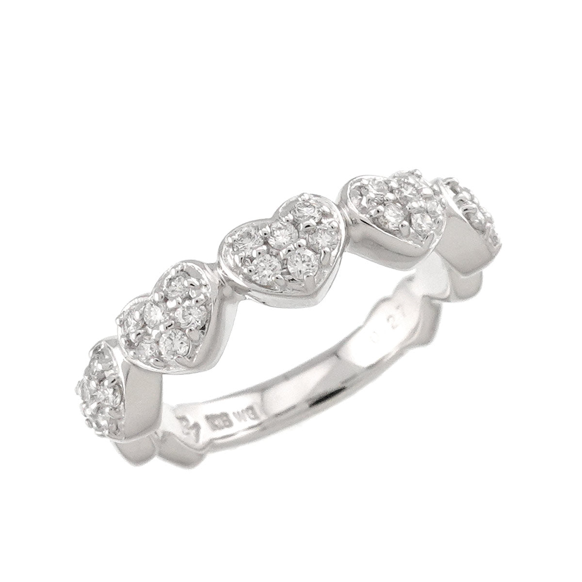 Heart Motif Diamond 0.27ct Ring 18K WG 750 Size4.75-5(US)