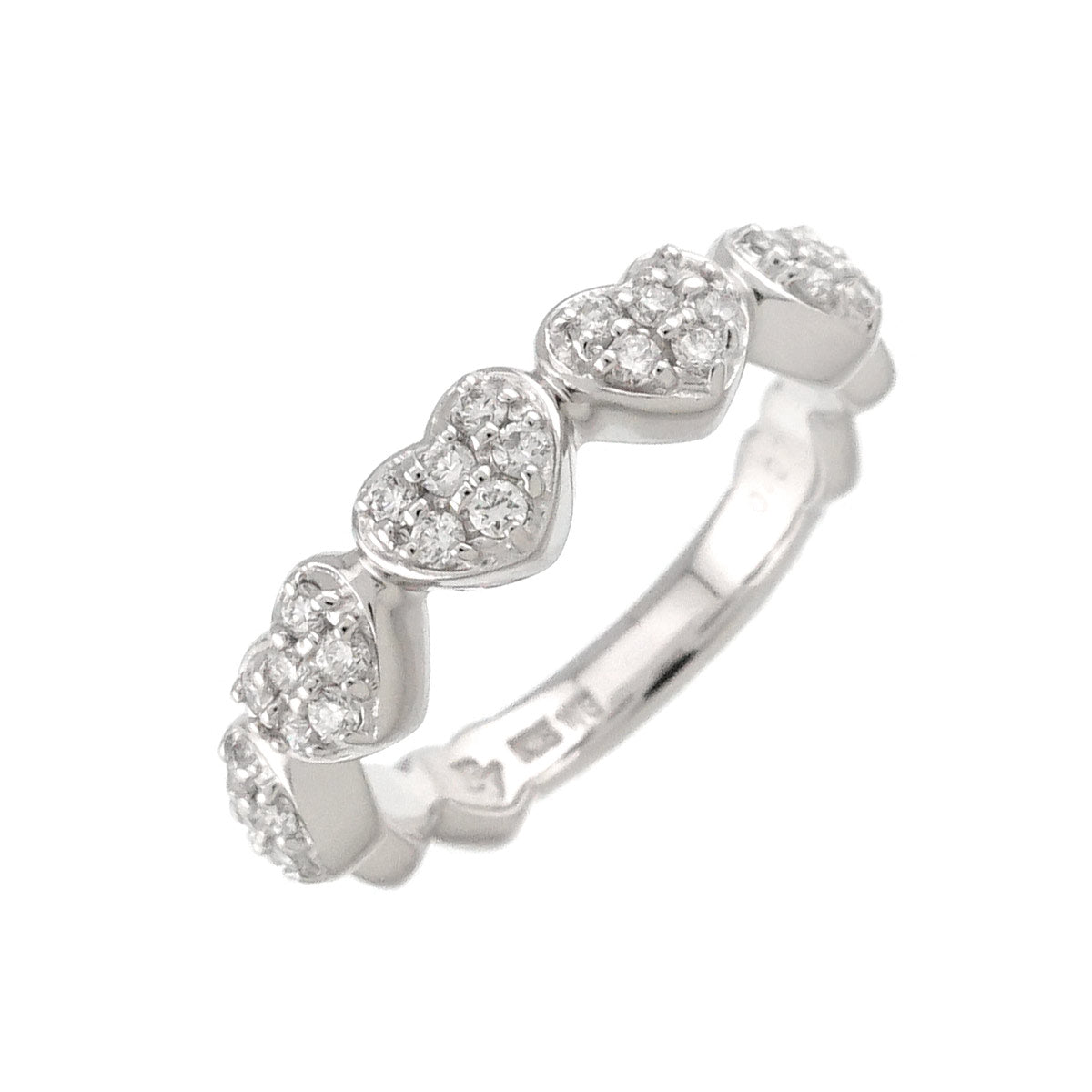 Heart Motif Diamond 0.27ct Ring 18K WG 750 Size4.75-5(US)