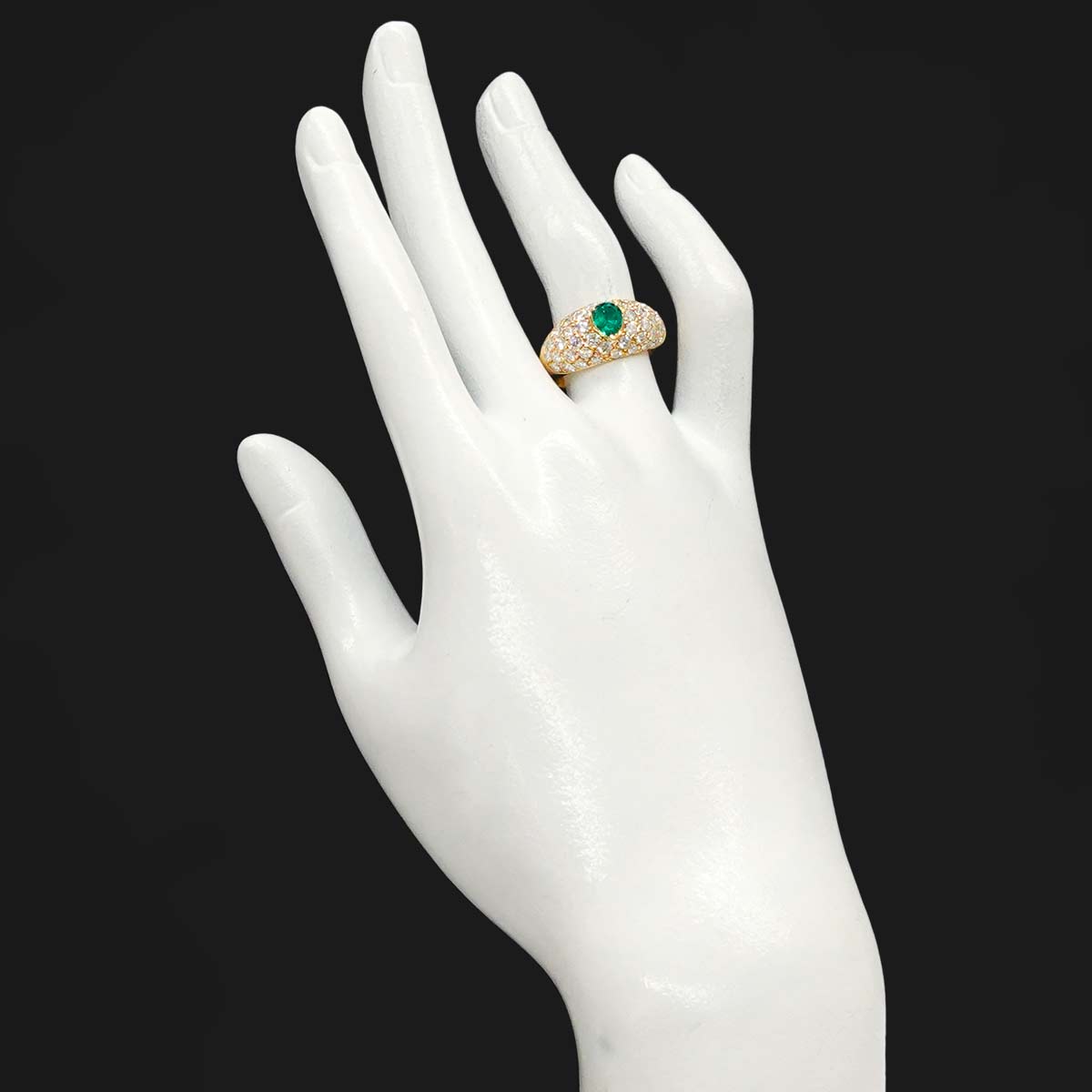 Emerald 0.57ct Diamond 1.48ct Ring K18 YG Yellow Gold size6.25-6.5(US)