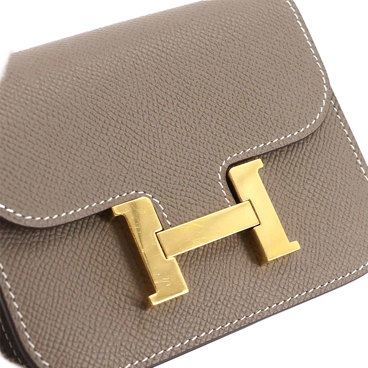 Constance Slim Wallet Epsom Etoupe Coin Case Purse