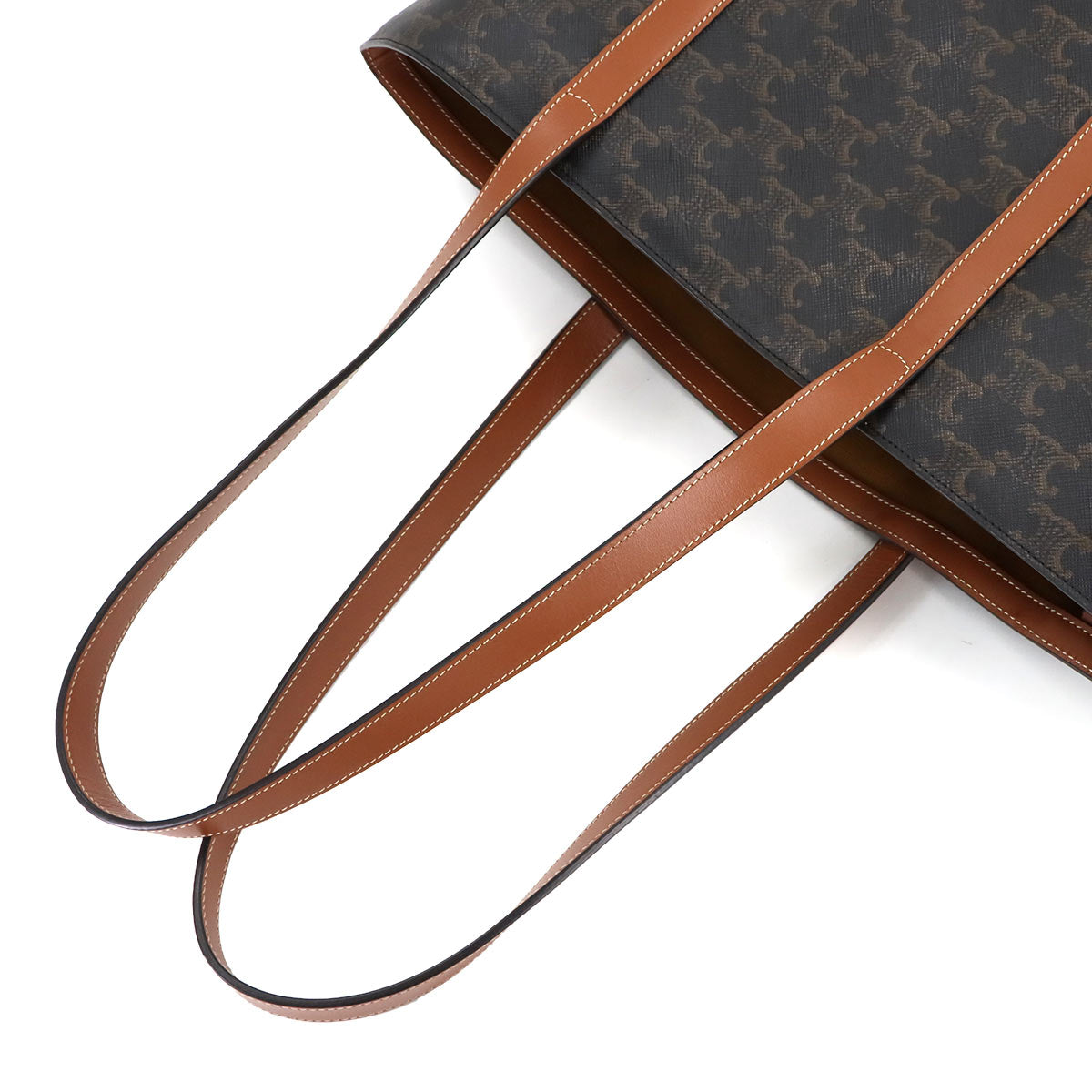 Triomphe Museum Tote Bag PVC Leather Tan 194542 Pouch Purse