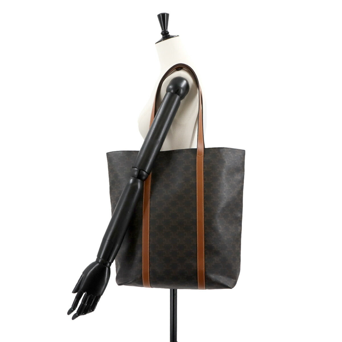 Triomphe Museum Tote Bag PVC Leather Tan 194542 Pouch Purse