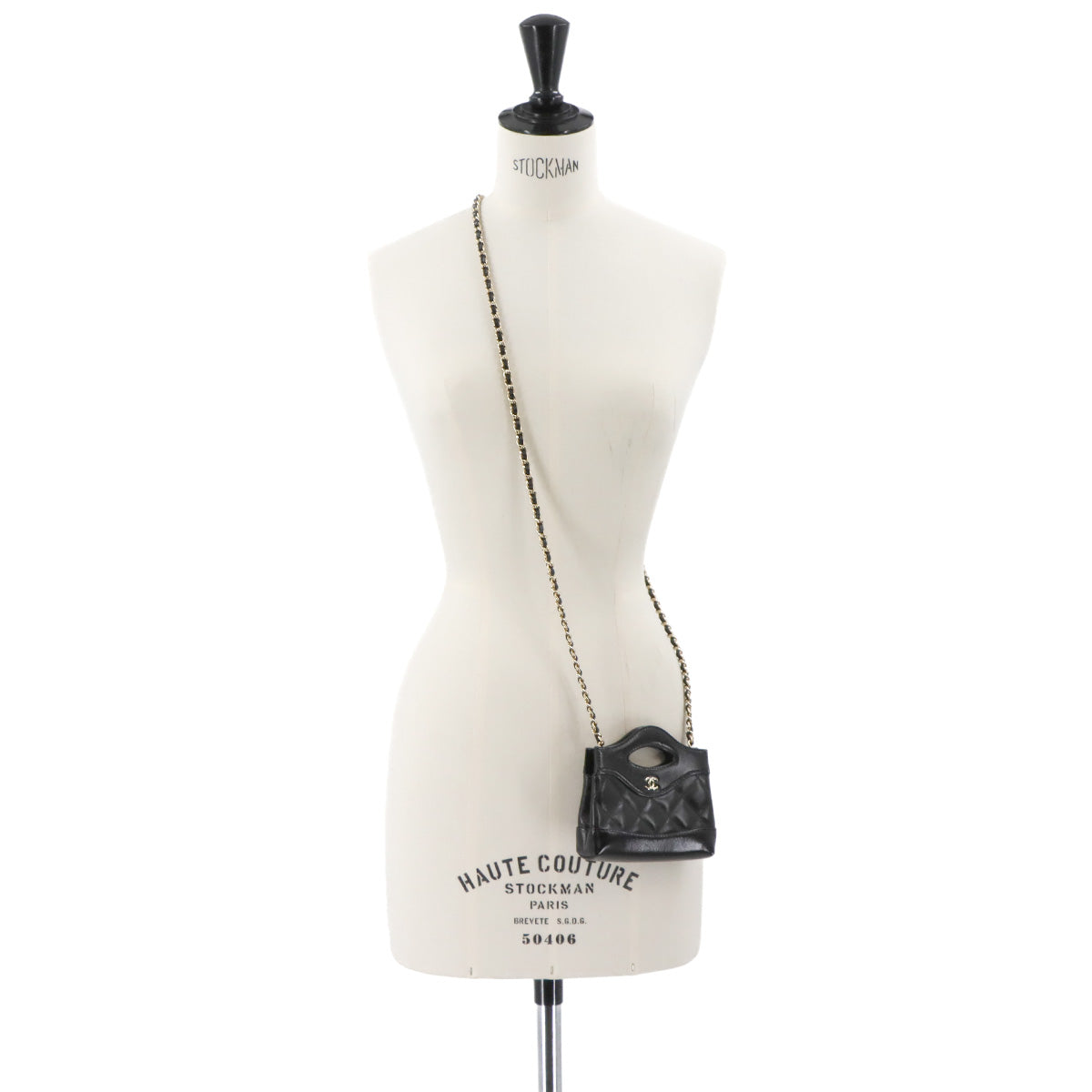 CHANEL 31 Micro Clutch Chain Shoulder Bag Leather Black Purse