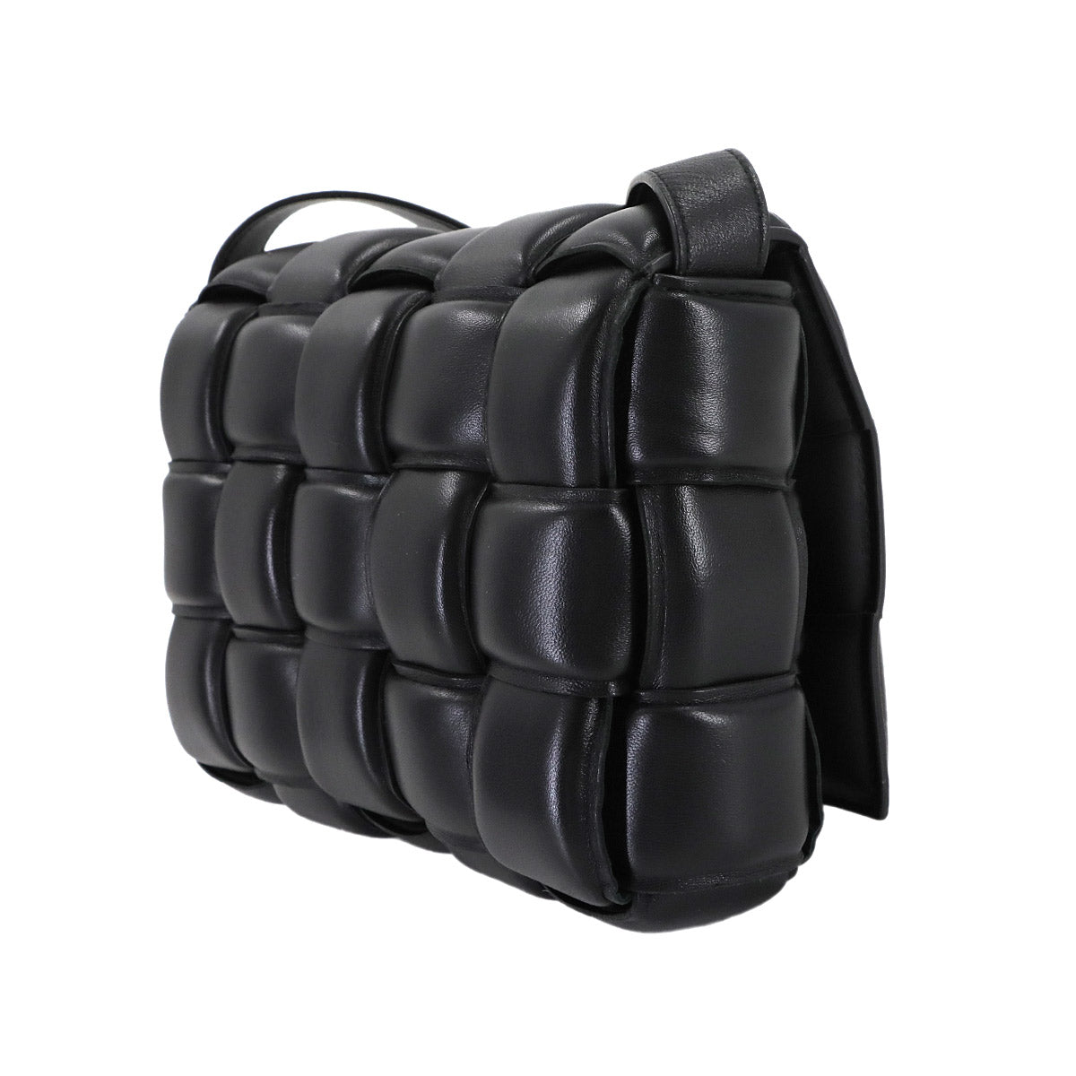 Intrecciato Padded Cassette Shoulder Bag Black 591970