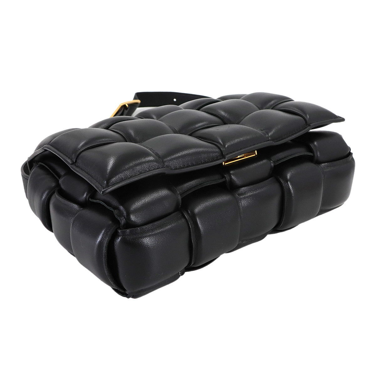 Intrecciato Padded Cassette Shoulder Bag Black 591970