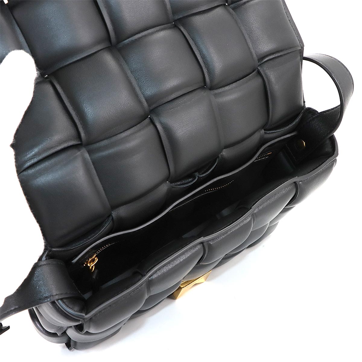 Intrecciato Padded Cassette Shoulder Bag Black 591970