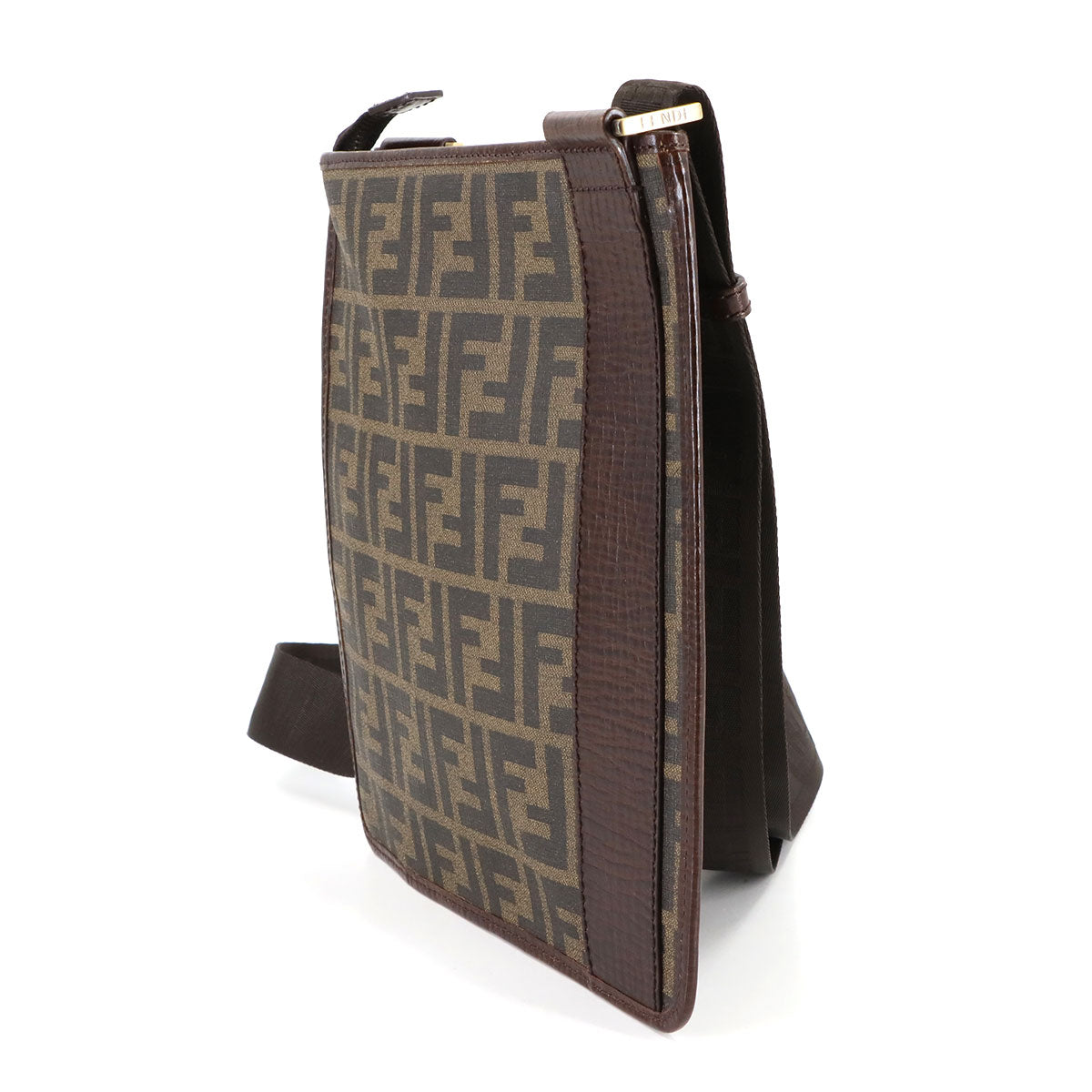 Zucca Shoulder Messenger Bag PVC Brown Black 7VA204 Purse