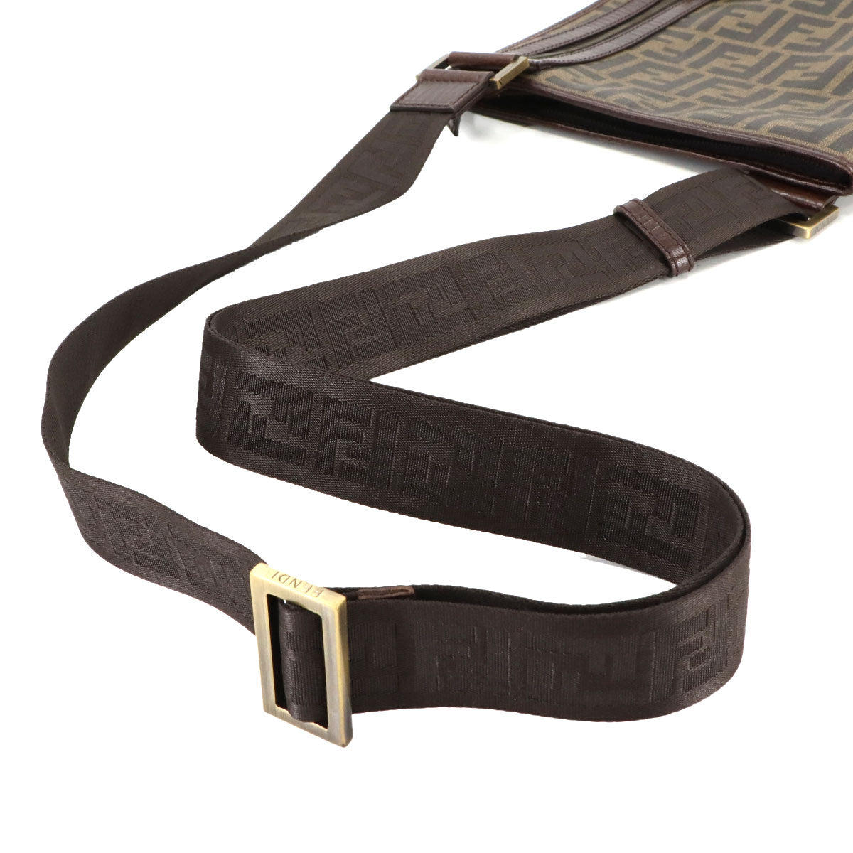 Zucca Shoulder Messenger Bag PVC Brown Black 7VA204 Purse