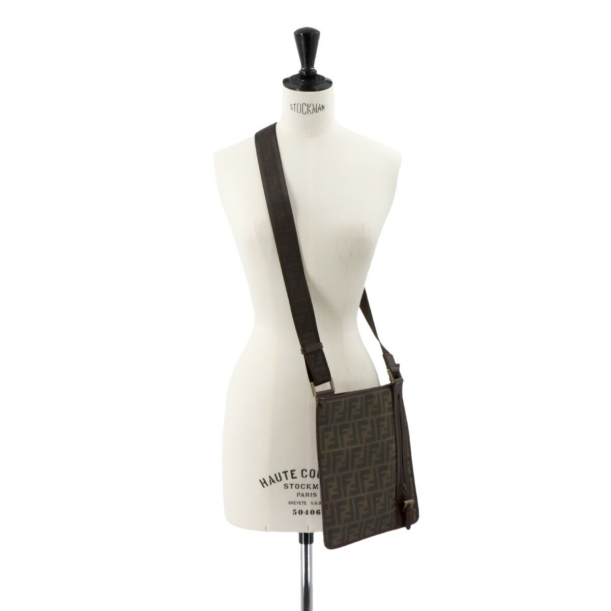 Zucca Shoulder Messenger Bag PVC Brown Black 7VA204 Purse