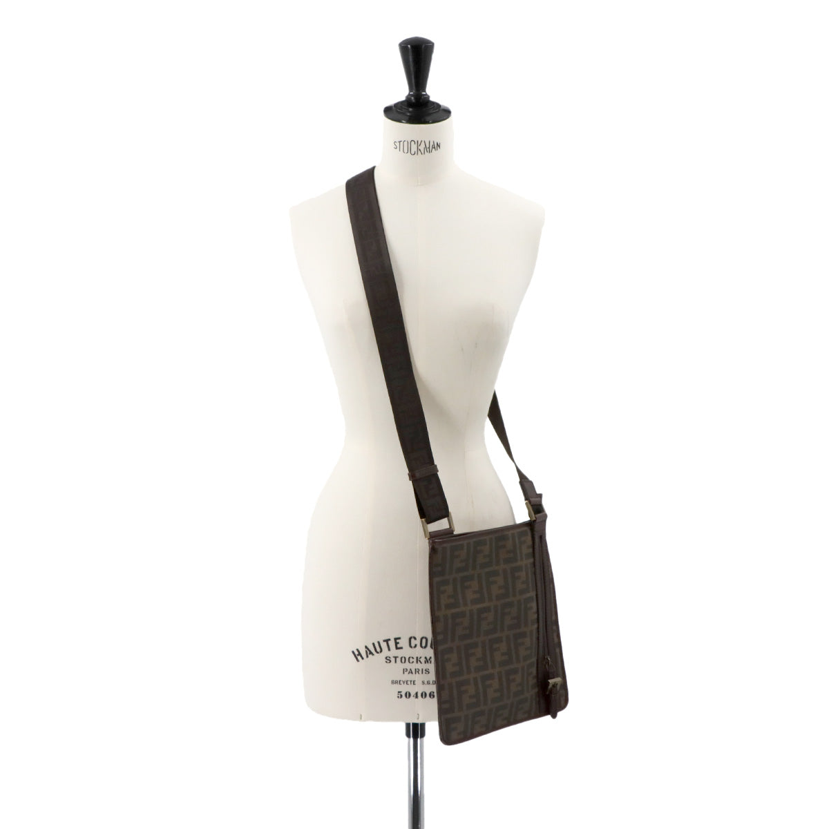 Zucca Shoulder Messenger Bag PVC Brown Black 7VA204 Purse
