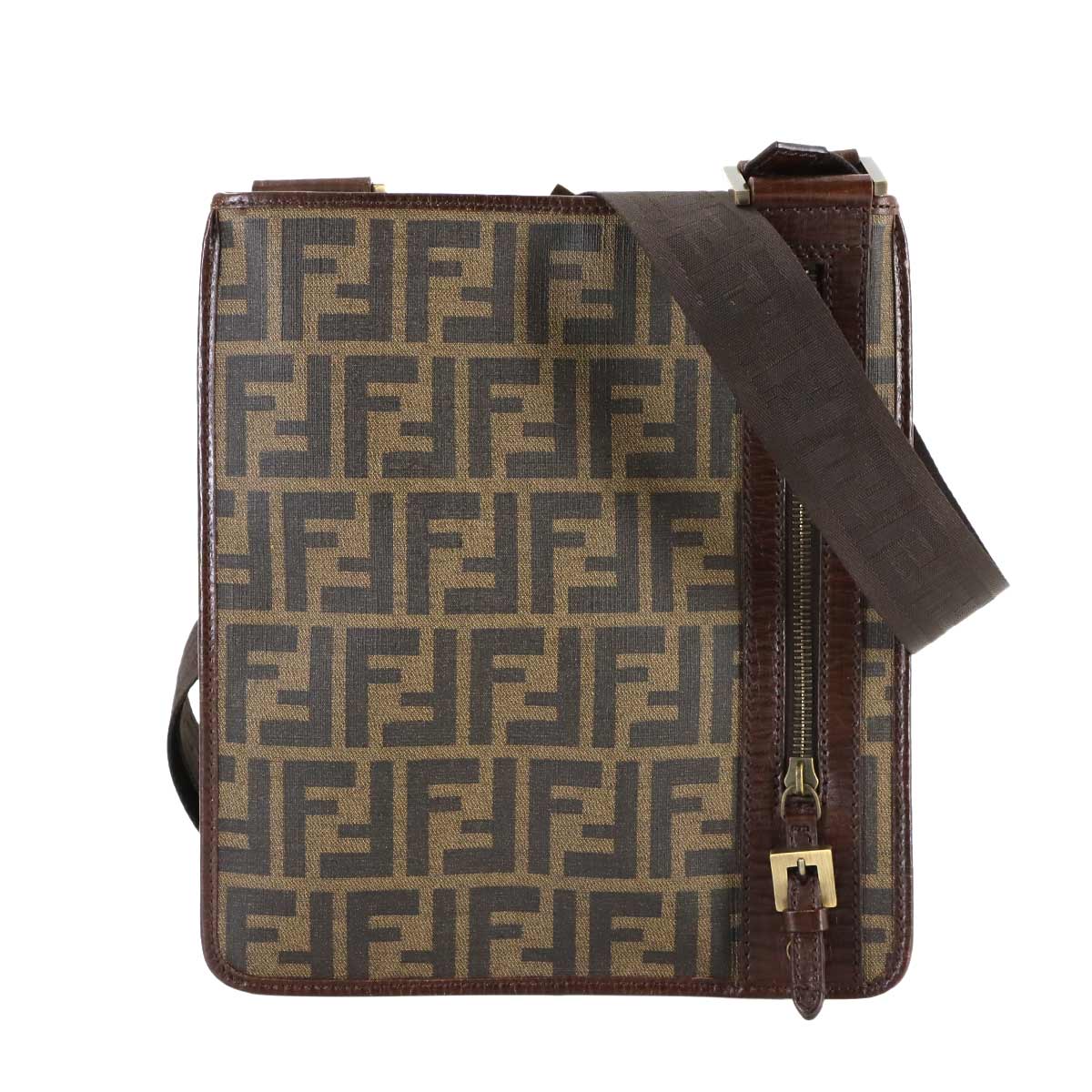 Zucca Shoulder Messenger Bag PVC Brown Black 7VA204 Purse