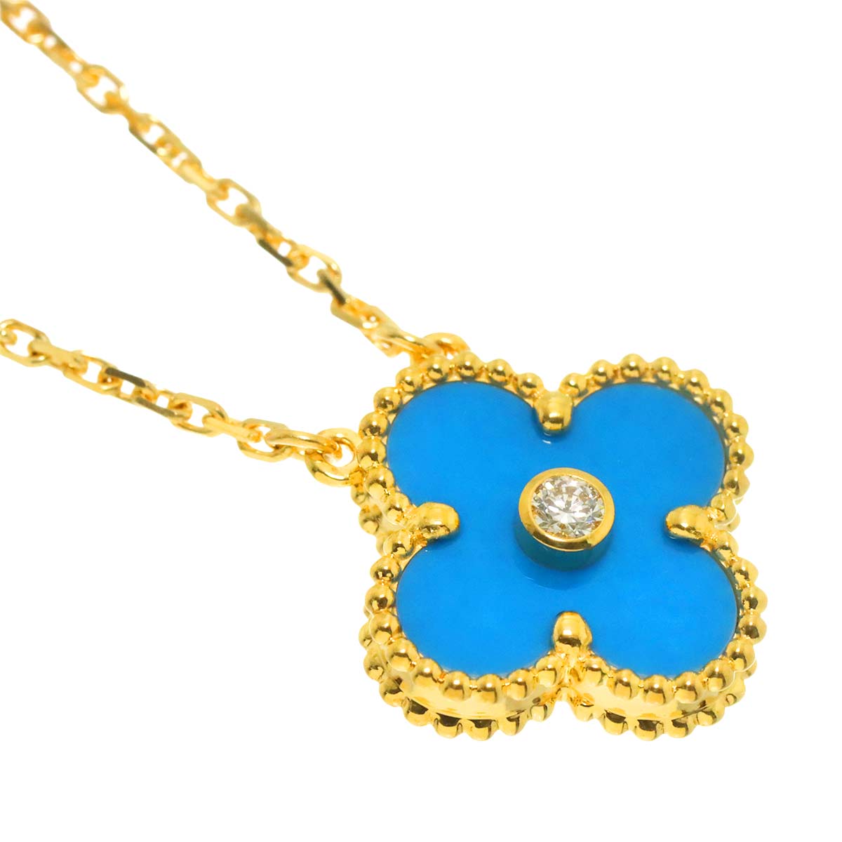 Vintage Alhambra Blue Sable Diamond Necklace 18K YG