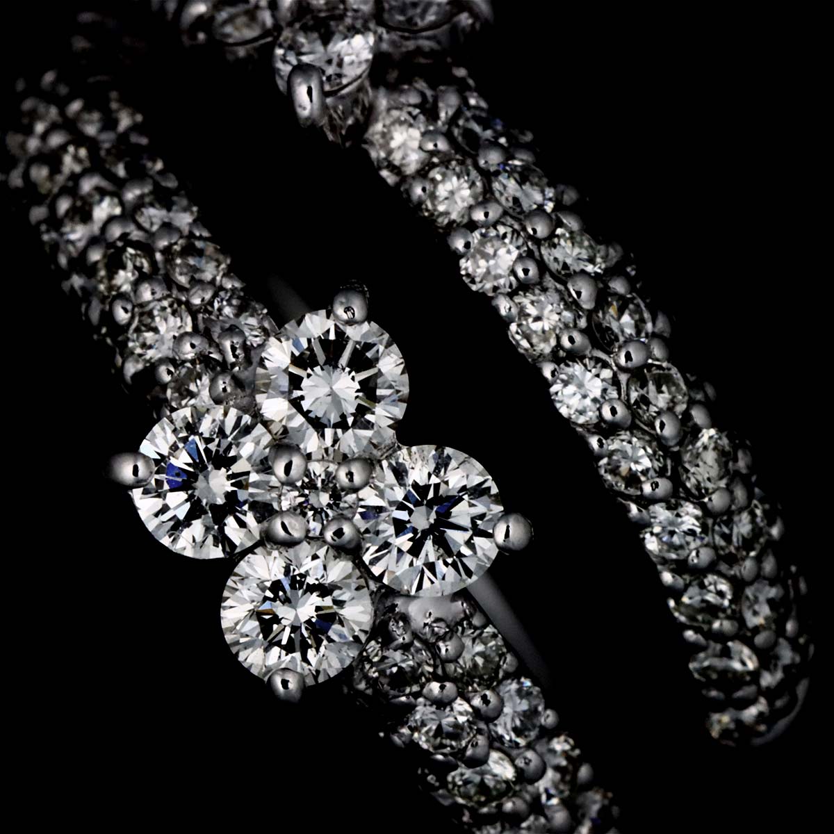 Diamond 1.11ct Ring 18K WG 750 Size5-5.25(US)