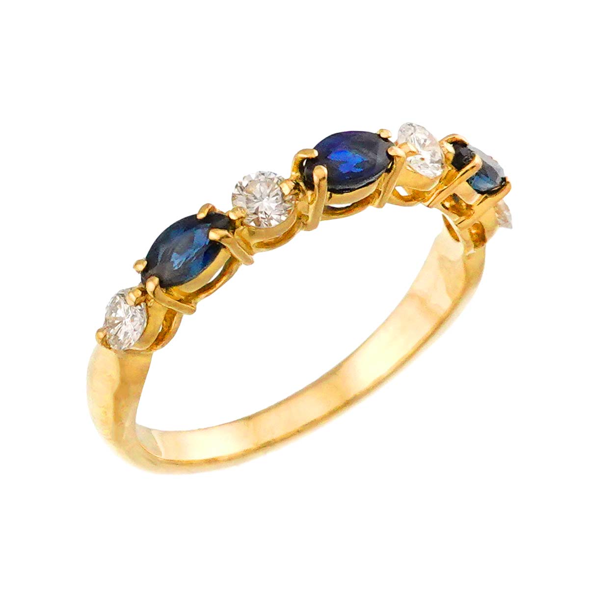 Sapphire Diamond Ring 18K YG 750 size6(US)
