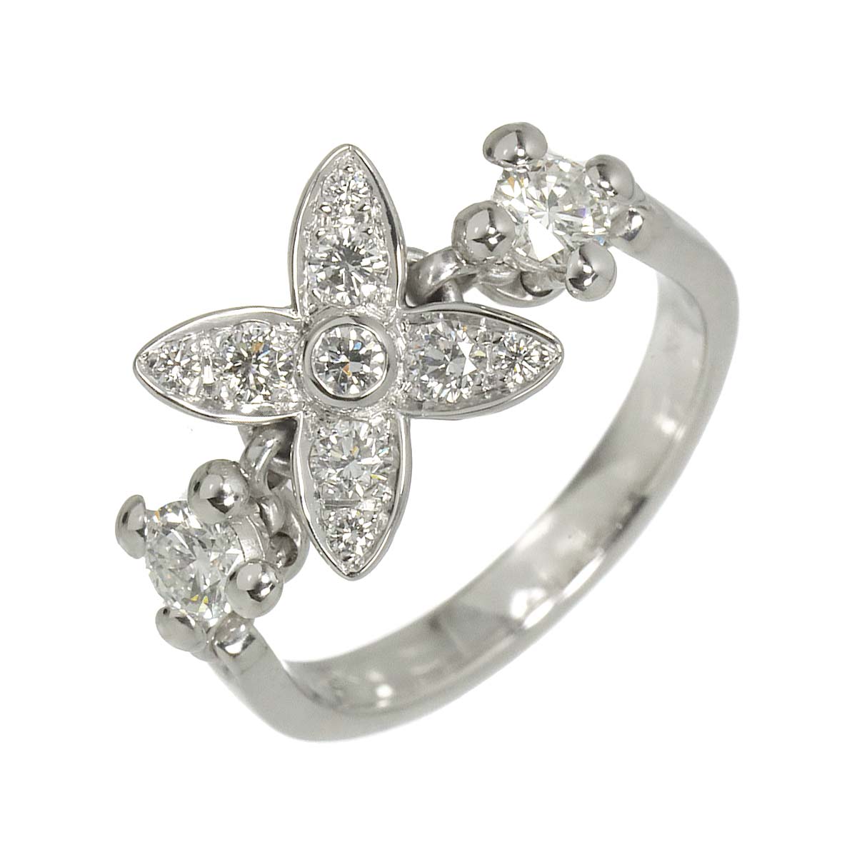 Star Blossom Diamond Ring 18K WG 750 size49 4.75-5(US)