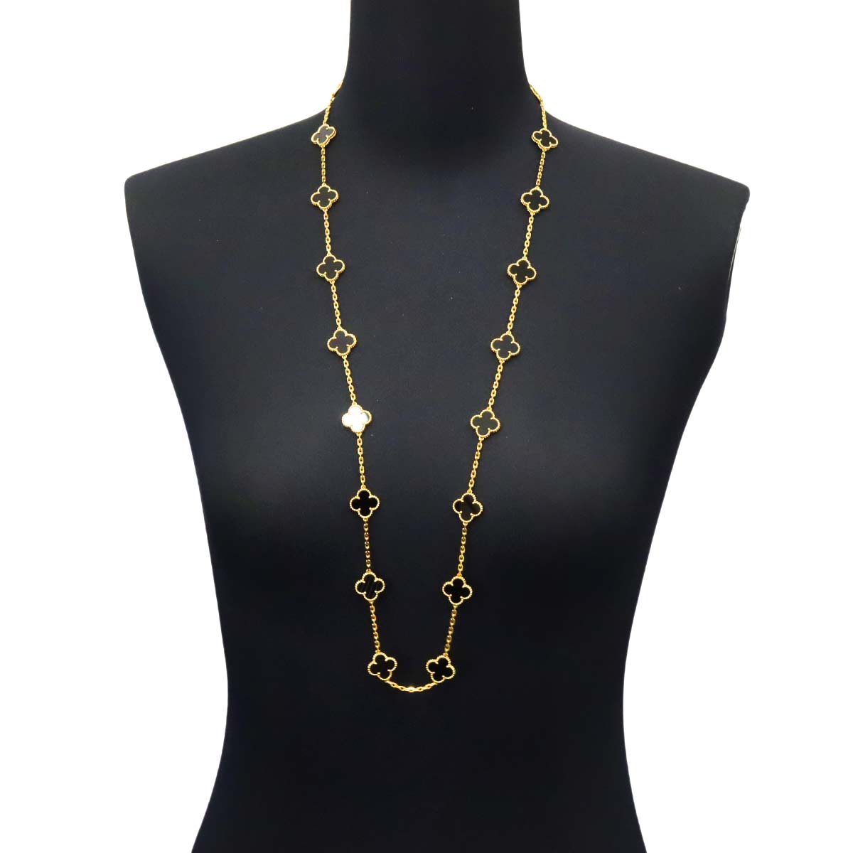 Vintage Alhambra Onyx 20P Necklace 18K YG 750