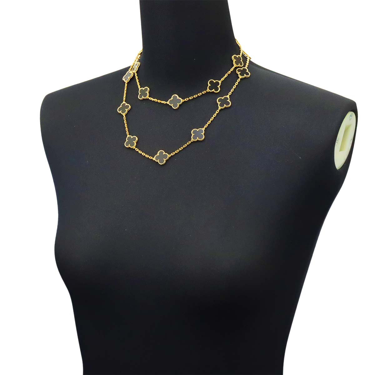Vintage Alhambra Onyx 20P Necklace 18K YG 750