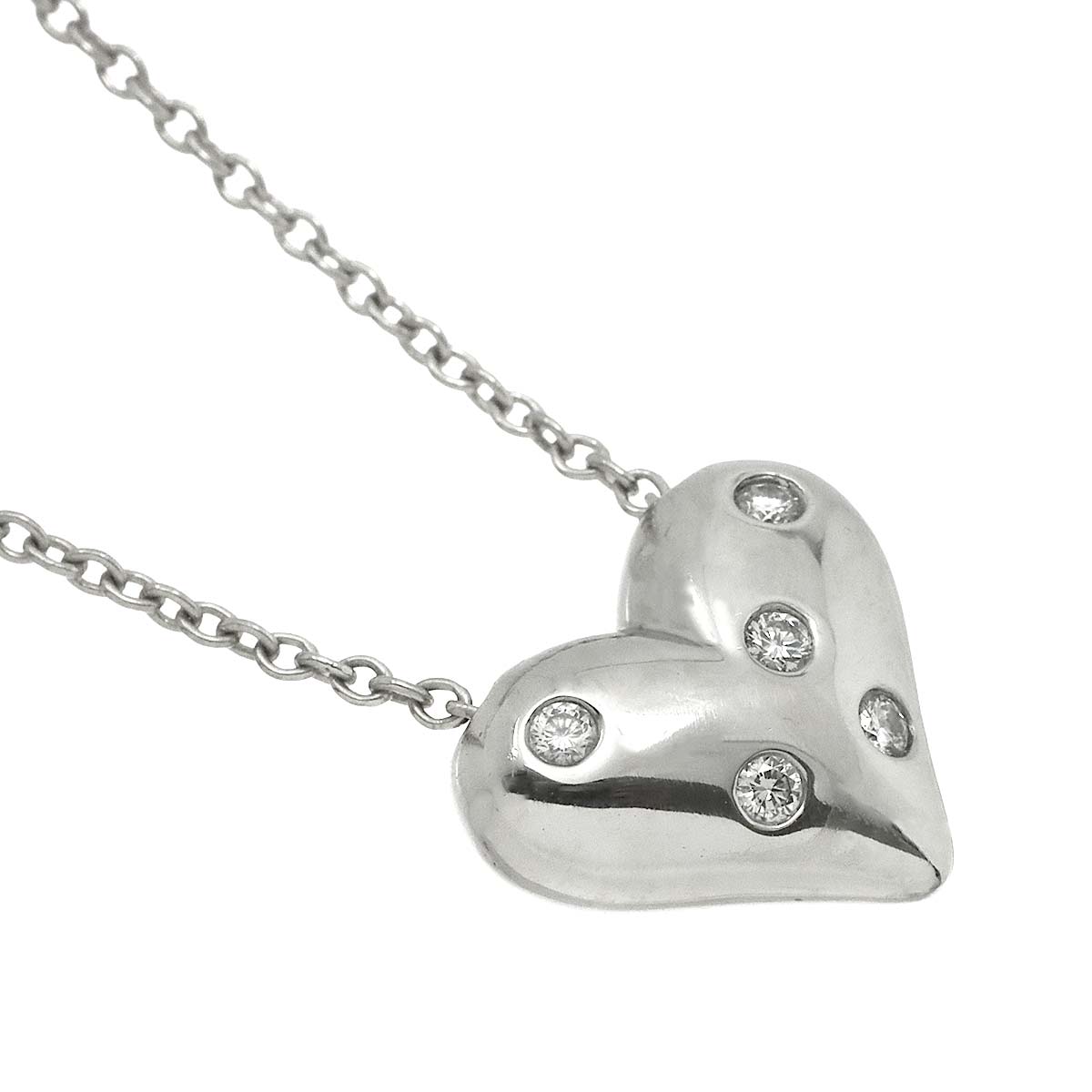 Dots Diamond Heart Necklace Platinum