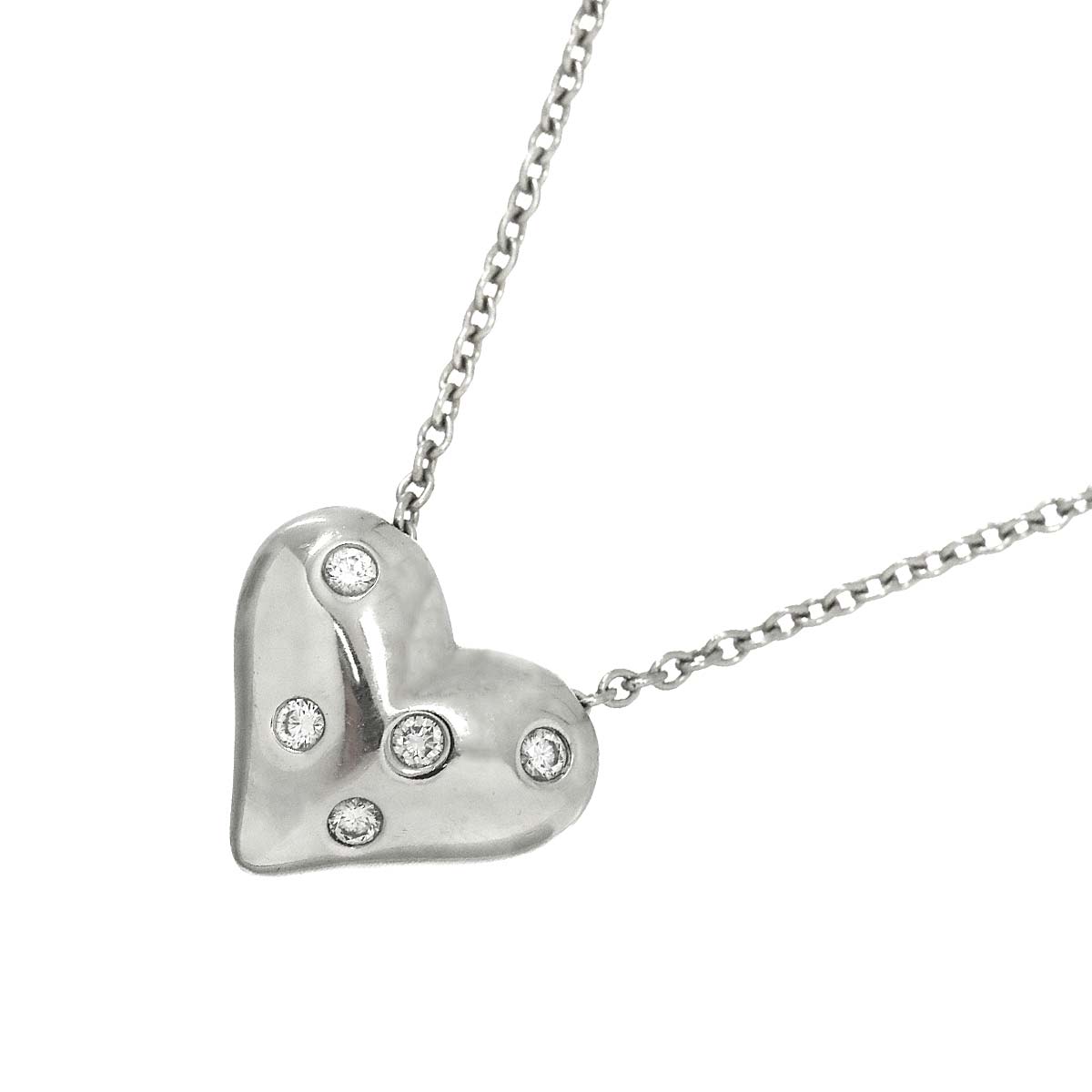 Dots Diamond Heart Necklace Platinum