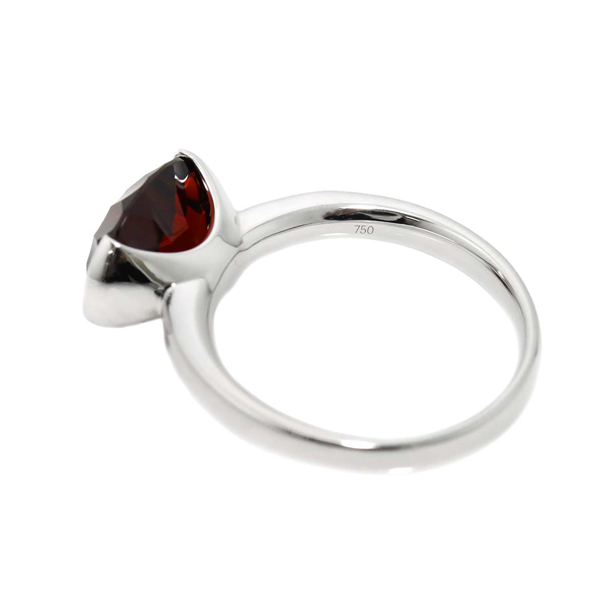 Garnet Diamond Ring 18K WG 750 size6.75(US)