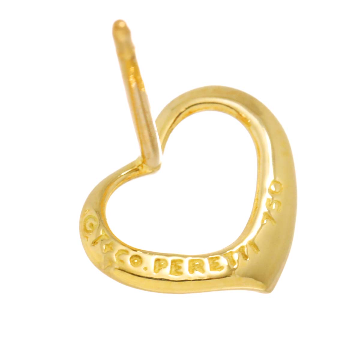 Open Heart Earrings Pierced 18K Yellow Gold 750