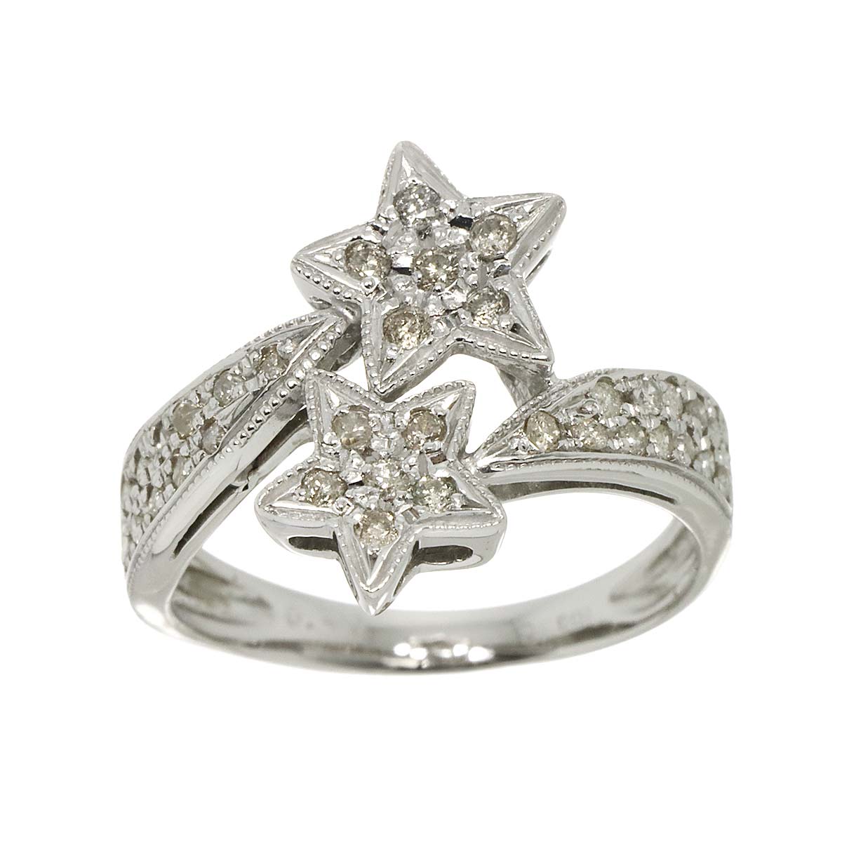 Diamond 0.40ct Ring 18K K18 WG White Gold size6(US)