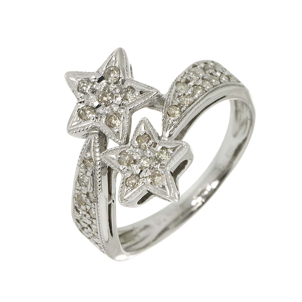 Diamond 0.40ct Ring 18K K18 WG White Gold size6(US)