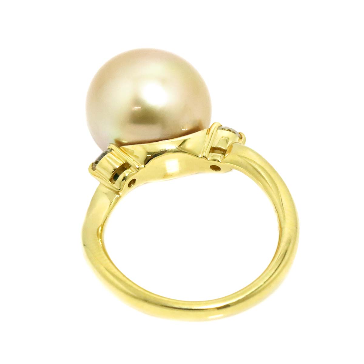 South Sea pearl 11.8mm Diamond 0.18ct Ring 18K K18 YG 750 5-5.25(US)