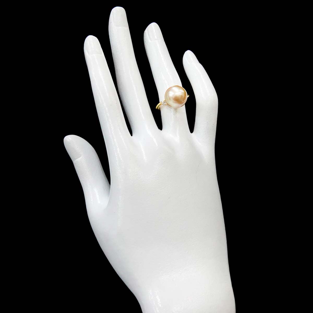 South Sea pearl 11.8mm Diamond 0.18ct Ring 18K K18 YG 750 5-5.25(US)