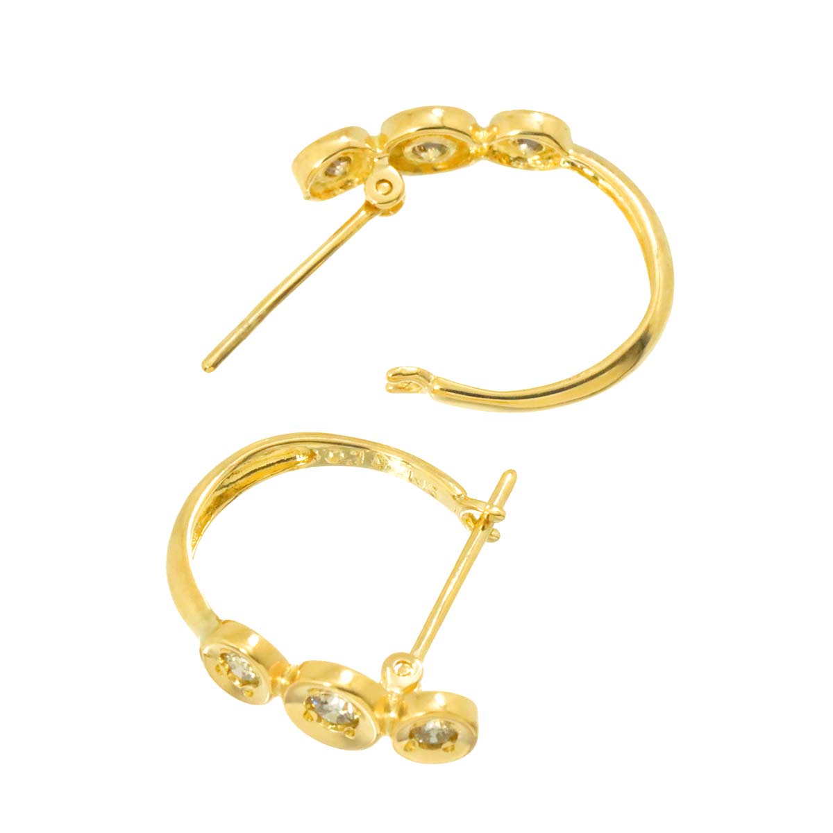 Diamond 0.10ct/0.10ct Earrings Pierced 18K YG Yellow Gold 750