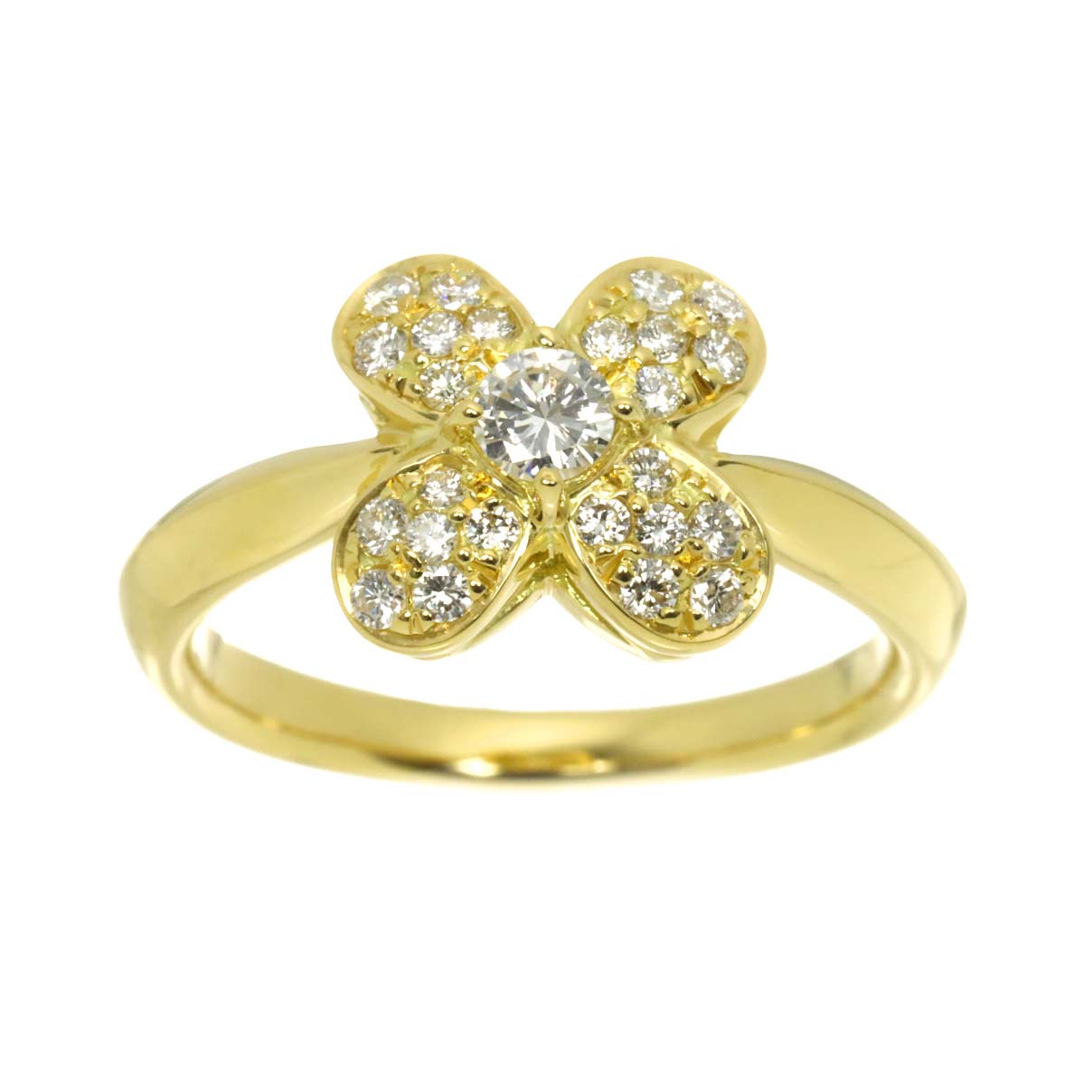 Diamond 0.43ct Ring 18K YG Yellow Gold 750 Size7.25(US)