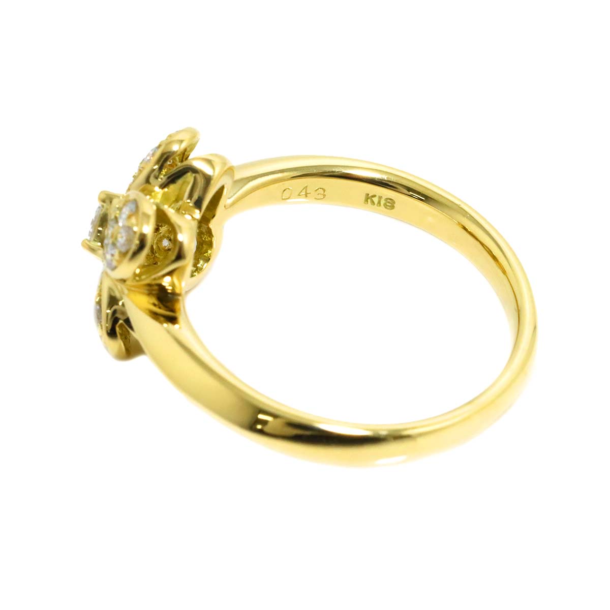 Diamond 0.43ct Ring 18K YG Yellow Gold 750 Size7.25(US)