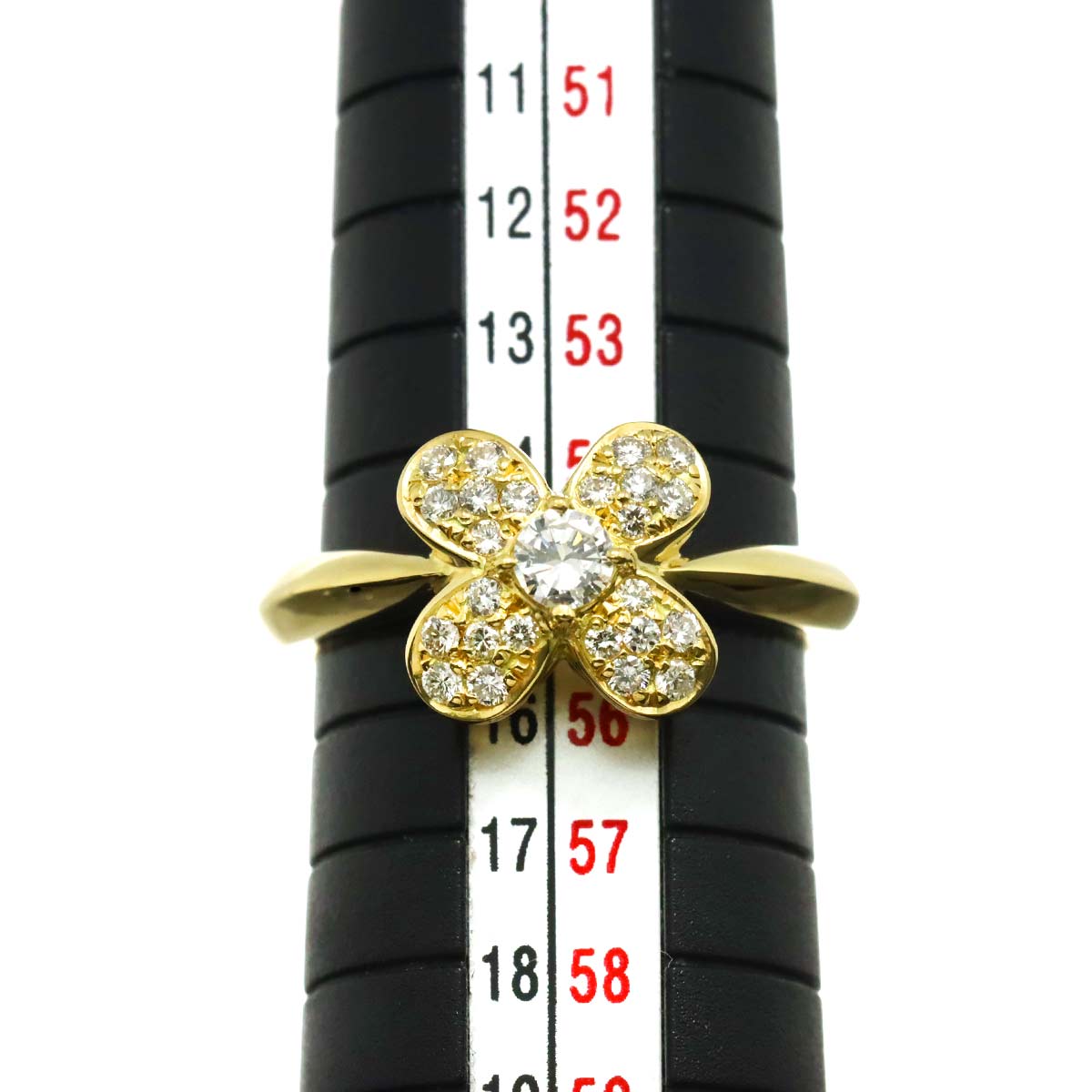 Diamond 0.43ct Ring 18K YG Yellow Gold 750 Size7.25(US)