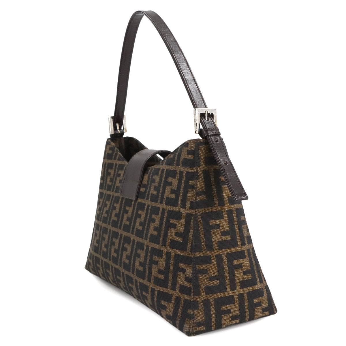Zucca Shoulder Bag Canvas Leather Brown 16115 Purse