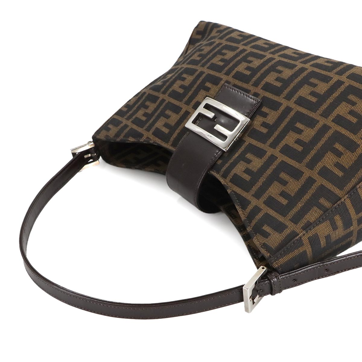 Zucca Shoulder Bag Canvas Leather Brown 16115 Purse