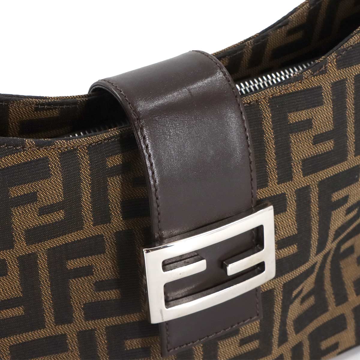 Zucca Shoulder Bag Canvas Leather Brown 16115 Purse