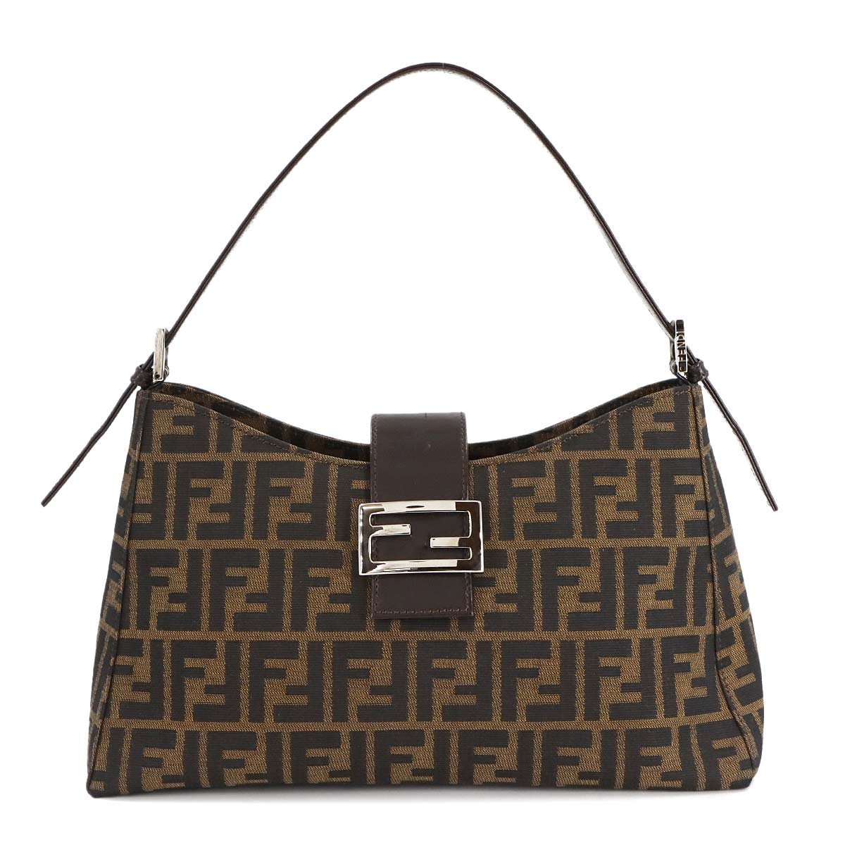 Zucca Shoulder Bag Canvas Leather Brown 16115 Purse