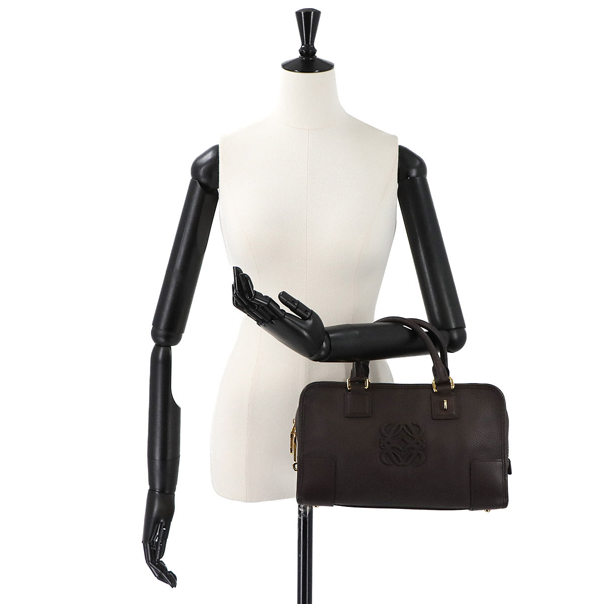 Amazona 28 Hand Bag Leather Brown Anagram Purse